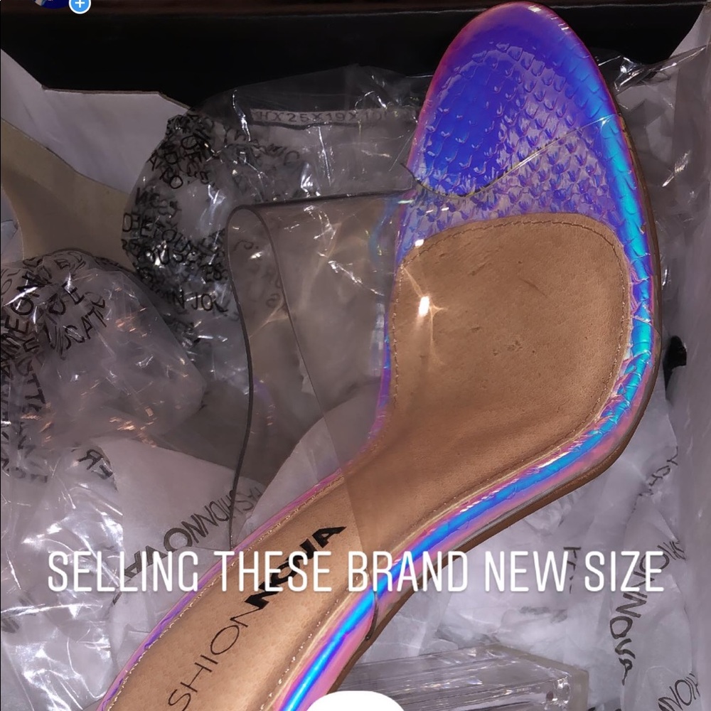 clear mule heels